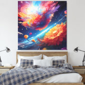 Abstract art with flowers in space leinwanddruck (Insitu (Schlafzimmer))