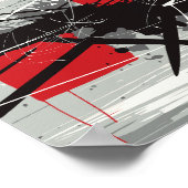 Abstract Art with Red Blocks & Black Strokes Poster (Ecke)