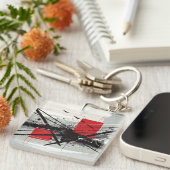 Abstract Art with Red Blocks & Black Strokes Schlüsselanhänger (Vorderseite rechts)