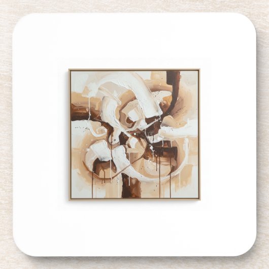 Abstract art with white, beige and brown colours. getränkeuntersetzer (Vorderseite)