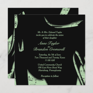 Abstract Black and Green Music Wedding Invitation Einladung