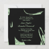 Abstract Black and Green Music Wedding Invitation Einladung (Vorderseite)
