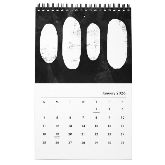 Abstract Black and White Art Calendar Kalender (Jan 2026)