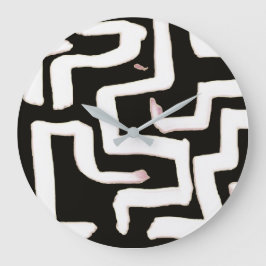 Abstract Black and White Clock Große Wanduhr