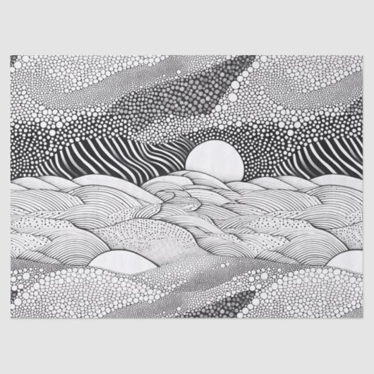 Abstract Black and White Geometric Doodle (7) Seidenpapier (Vorderseite)
