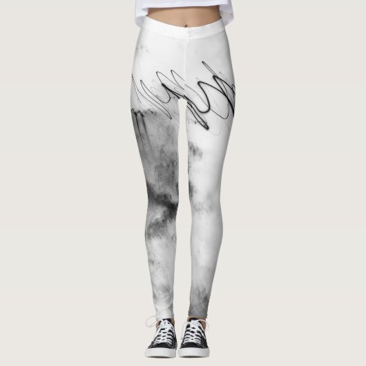 Abstract Black and White Light Trails Long Exposur Leggings (Vorderseite)