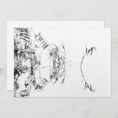 Abstract Black and White Reeds Water Reflections Dankeskarte (Vorne/Hinten)