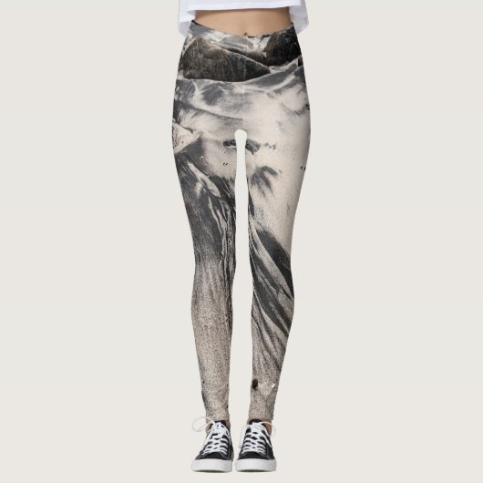 Abstract Black and White Sand Textures with Rocks Leggings (Vorderseite)