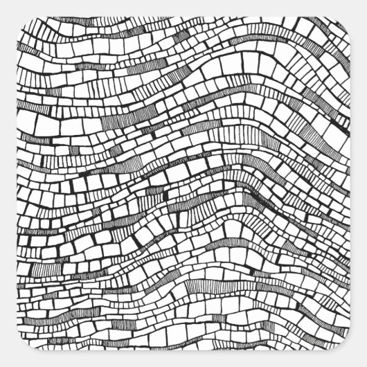 Abstract Black and White Shapes Design  Quadratischer Aufkleber (Vorderseite)