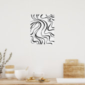 Abstract Black and White Wavy Lines Poster (Küche)
