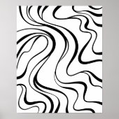 Abstract Black and White Wavy Lines Poster (Vorne)