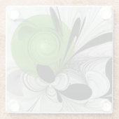 Abstract Black and White with Green Fractal Art Glasuntersetzer (Rückseite)