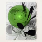 Abstract Black and White with Green Fractal Art Planer (Rückseite)