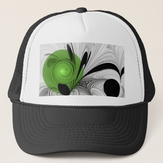 Abstract Black and White with Green Fractal Art Truckerkappe (Vorderseite)