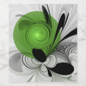 Abstract Black and White with Green Fractal Art Weinetikett (Einzelnes Label)
