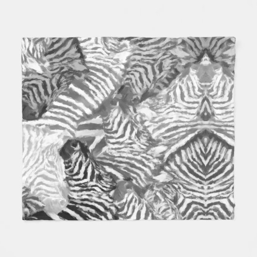 Abstract Black and White Zebra Art Fleecedecke (Vorderseite (Horizontal))