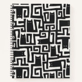 Abstract Black Cat Pattern Notebook Journal Notizblock (Vorderseite)