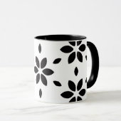 Abstract Black Flower Petals on White Background Tasse (VorderseiteRechts)
