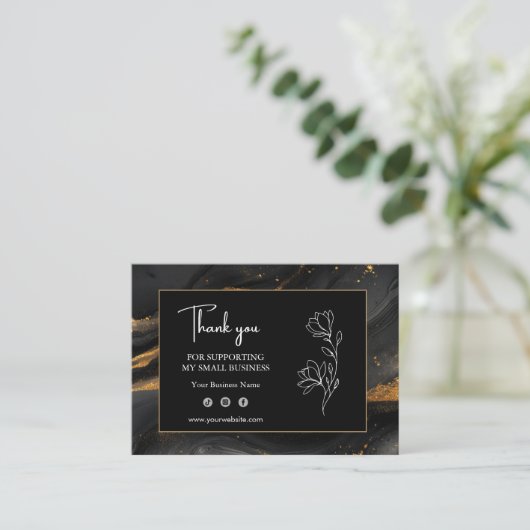 Abstract Black Gold Business Card Visitenkarte (Stehend Vorderseite)