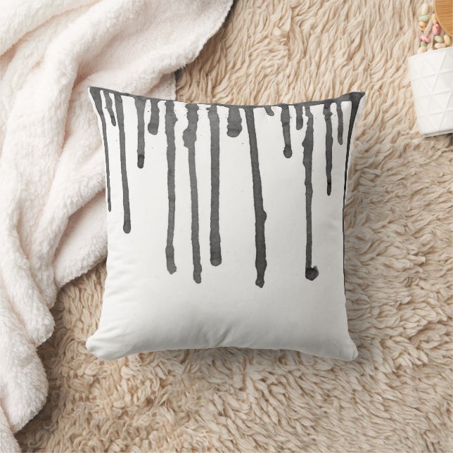 Abstract Black Paint Drops And Stripes Kissen (Decke)