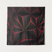 Abstract black polygon red light futuristic techno wandteppich (Vorderseite (Horizontal))