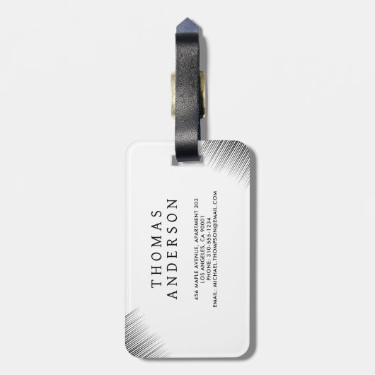 Abstract Black & White Geometric Background Gepäckanhänger (Rückseite vertikal)