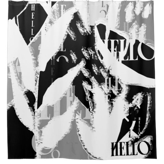 Abstract Black White Gray Duschvorhang (Vorderseite)