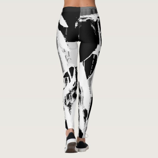 Abstract Black White Gray Leggings (Rückseite)
