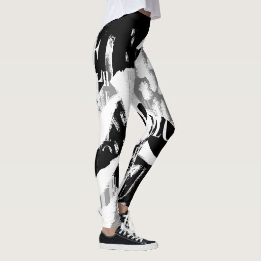 Abstract Black White Gray Leggings (Rechts)
