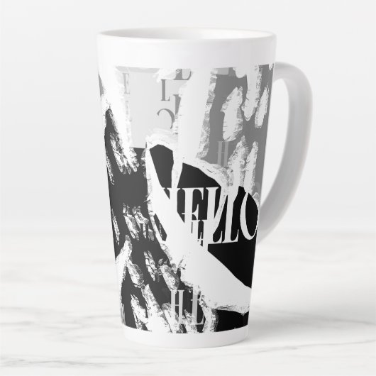 Abstract Black White Gray Milchtasse (Rechte Ecke)
