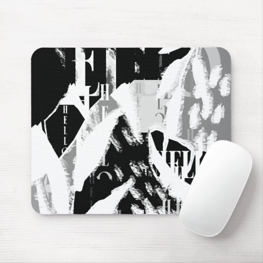 Abstract Black White Gray Mousepad (Mit Mouse)