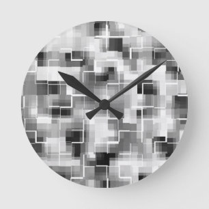 Abstract Black White Gray Runde Wanduhr