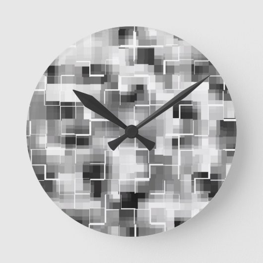Abstract Black White Gray Runde Wanduhr (Vorderseite)