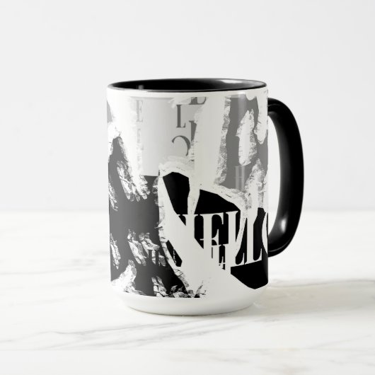 Abstract Black White Gray Tasse (VorderseiteRechts)
