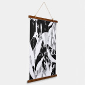 Abstract Black White Gray Wandteppich Mit Holzrahmen (Gewinkelt)