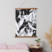 Abstract Black White Gray Wandteppich Mit Holzrahmen (Schlafzimmer)