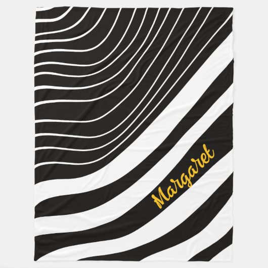 Abstract black &white monogram name fleecedecke (Vorderseite)