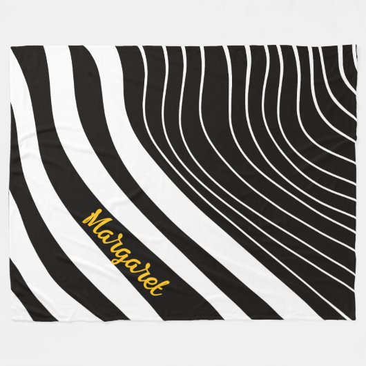 Abstract black &white monogram name fleecedecke (Vorderseite (Horizontal))