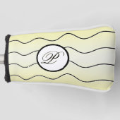 Abstract Black White Surname Initial Faded Yellow Golf Headcover (Vorderseite)