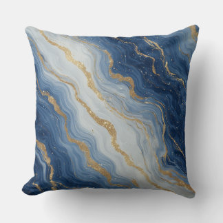 Abstract Blue And Gold Marble Texture Kissen
