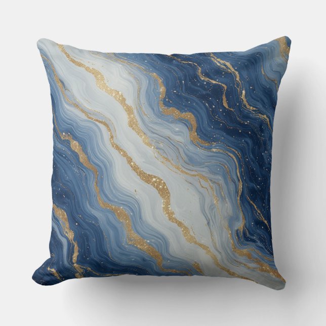 Abstract Blue And Gold Marble Texture Kissen (Vorderseite)