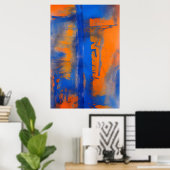 Abstract Blue and Orange Wall Art Poster (Heimbüro)