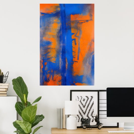 Abstract Blue and Orange Wall Art Poster (Heimbüro)