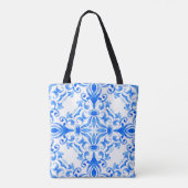 Abstract blue and white hand drawn tile seamless o tasche (Rückseite)