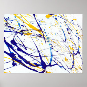 Abstract Blue and Yellow Paint Splatter Poster