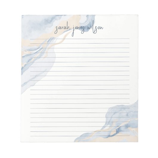 Abstract Blue Beige Coastal Watercolor Notizblock (Vorderseite)