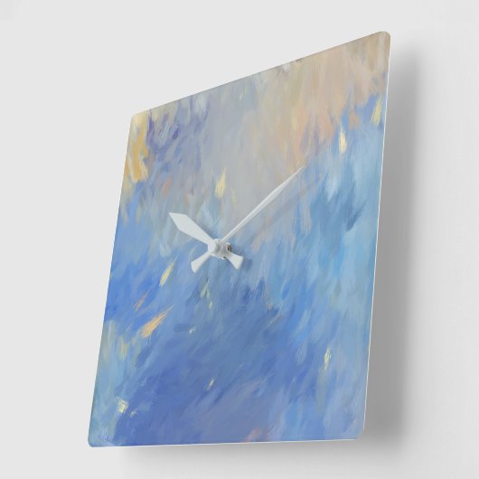 Abstract Blue Brushstrokes Quadratische Wanduhr (Winkel)