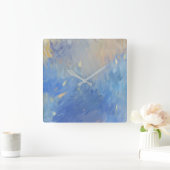 Abstract Blue Brushstrokes Quadratische Wanduhr (Zuhause)
