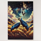 Abstract Blue Cranes – Artistic Nature Scene Puzzle (Vertikal)