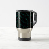 Abstract Blue Geometric Graphic Black Monogram Reisebecher (VorderseiteRechts)